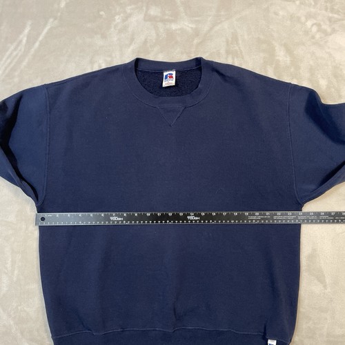 Sudadera de Colección Russell Athletic Calce Cuadrado Talla Grande Azul Marino En Blanco Años 90 Desteñida al Sol - Imagen 4 de 7