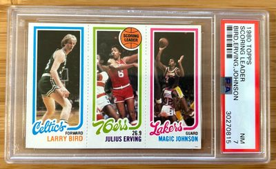 1980 Topps Larry Bird Magic Johnson Rookie Card RC Julius Erving