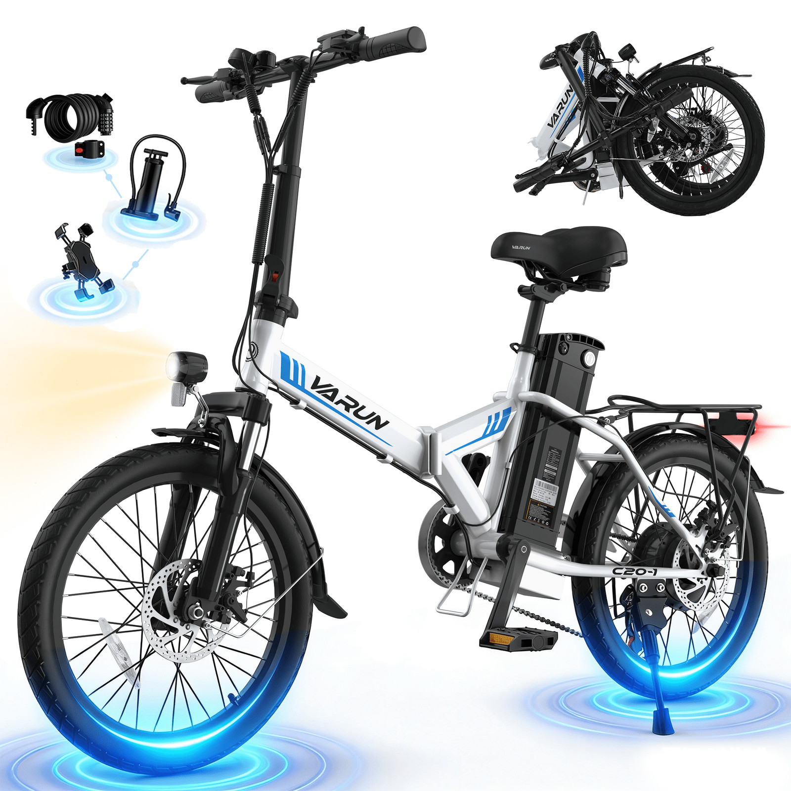 VARUN Commuter Ebike Peak 750 20" Folding City Electric Bike E-Citybike Foldable
