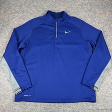 Nike Therma Fit 1/4 Zip Pullover Sweatshirt Polyester Fleece Blue Mens Large L