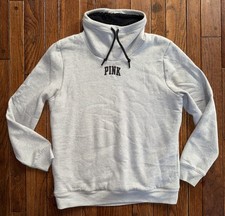 Victoria's Secret Womens PINK Gray Sherpa Cowel Sweatshirt XS NWT