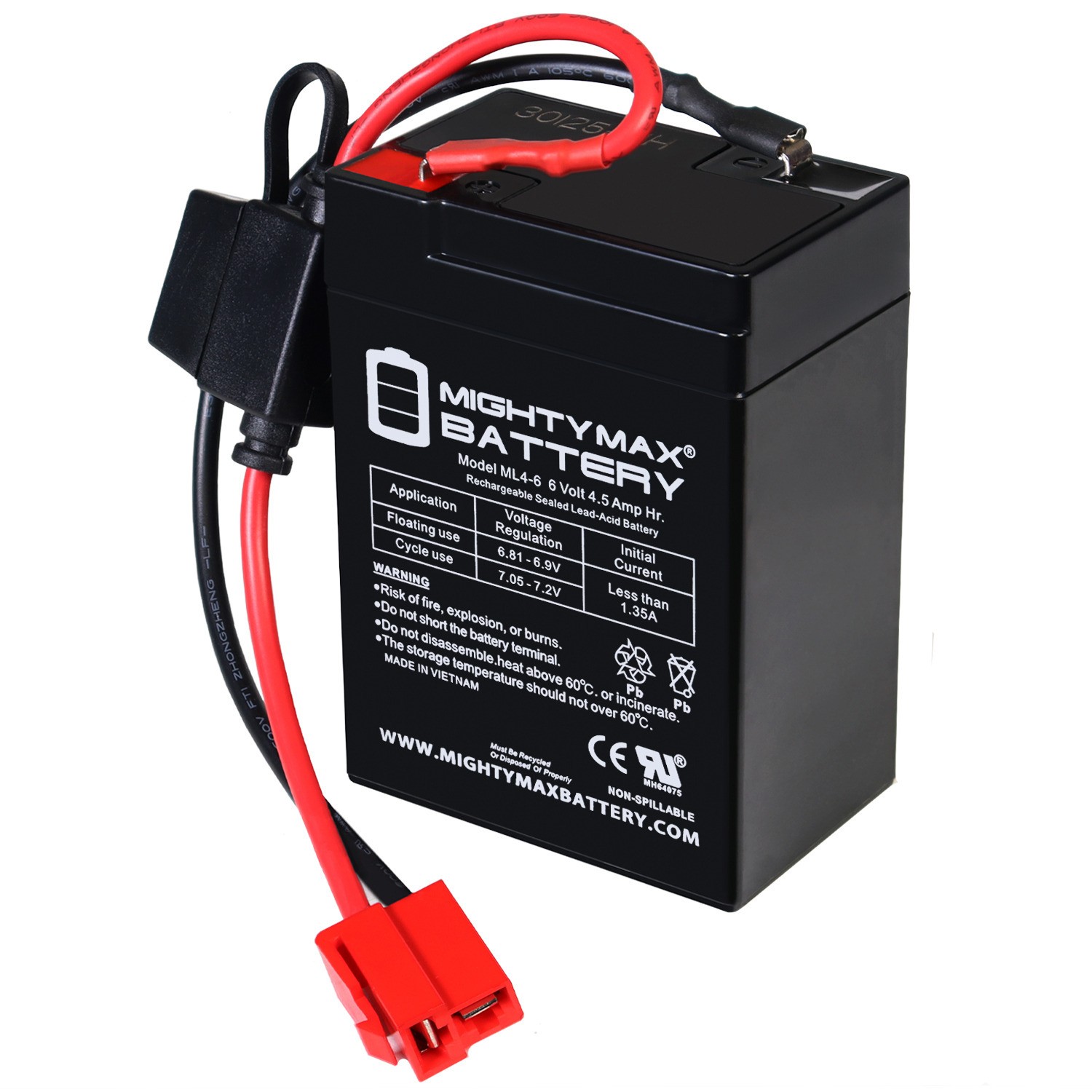 Mighty Max 6V 4.5AH F1 Battery Compatible With Rollplay 6V Flex Kart Ride-On Toy