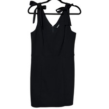 Express Women’s Black V-Neck Sheath Sleeveless Bow Mini Dress Sz M