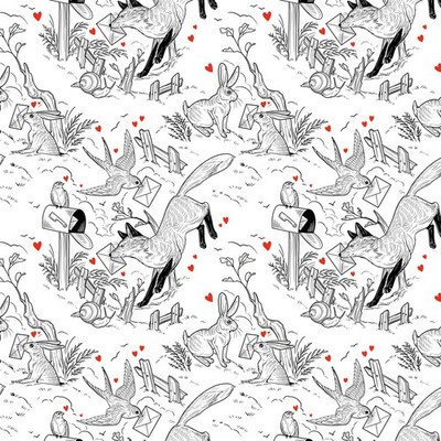 1/2 Yard Fabric - Love Letters | Toile - White by FreeSpirit | 100% Cotton