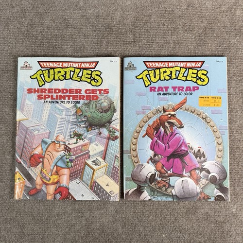 TWO Vintage TMNT 1988 Teenage Mutant Ninja Turtles Coloring Books Comics 80's
