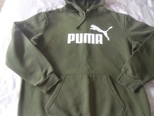 Image of Puma Essentials Big Logo Hoodie in olive size L New