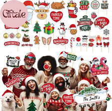 80 PCS Christmas Photo Booth Props Pre Assembled Funny Photo Props for Parties,