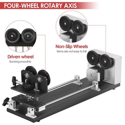 Monport 4-Wheel Rotary Axis 360° Rotation for 50W~150W CO2 Laser Engraver Cutter
