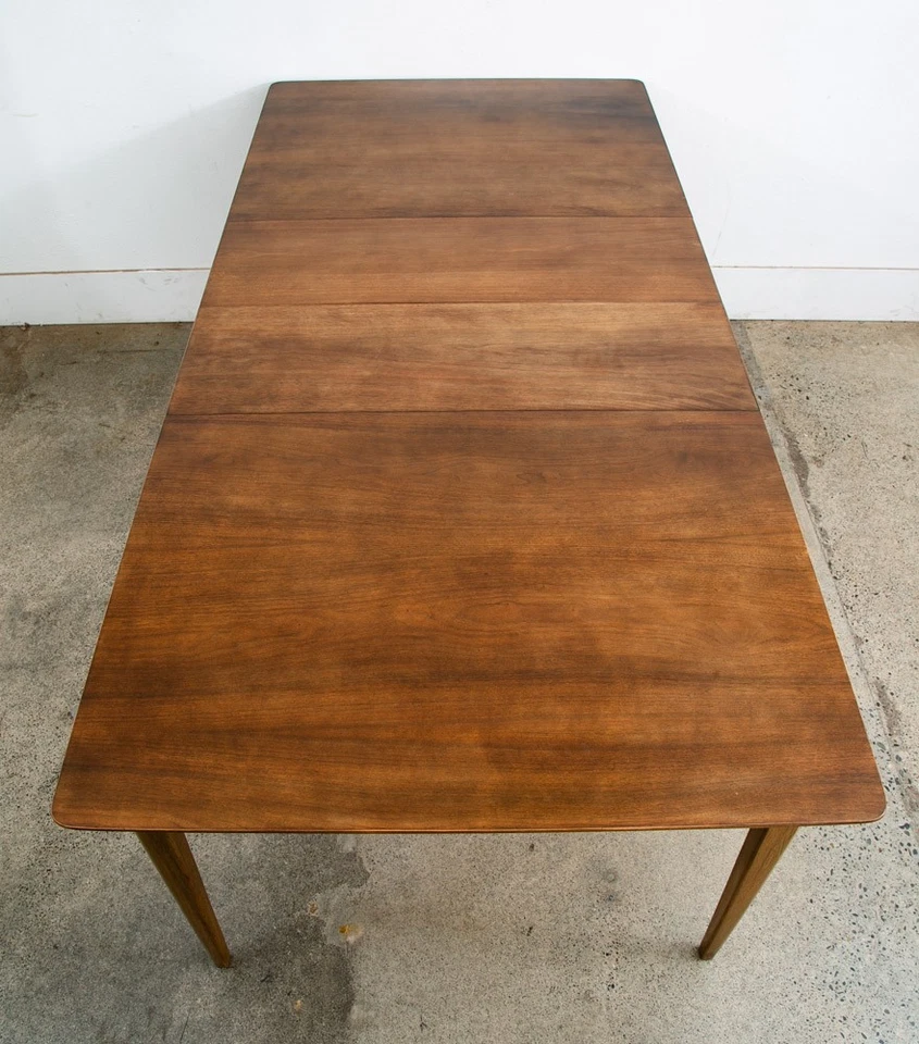 Mid Century 现代餐桌 Drexel 核桃加长叶 x3 矩形 M 厘米 — 第 3/4 张图片