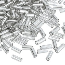 1300Pcs Glass Bugle Beads 4x1.7mm Loose Bead Silver