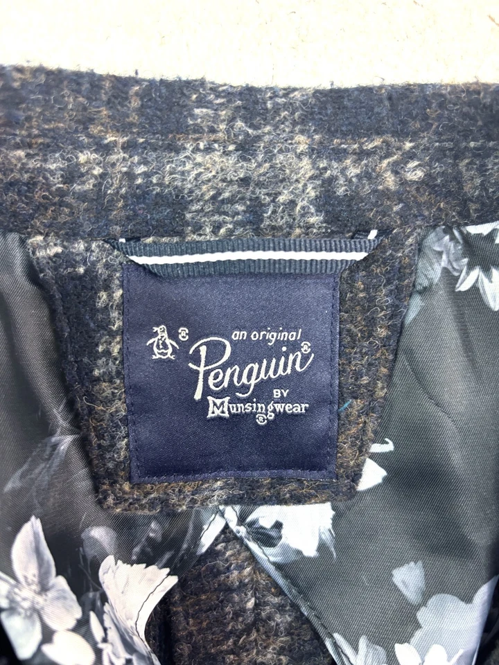 Chaqueta Blazer Penguin Munsingwear 44L Tweed Abrigo Deportivo Azul Marrón Cuadros Orlan Foto 4 de 4
