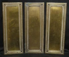 3 x Vintage Rectangular Beaded Brass Door Finger Plates : 8 by 3 Inches