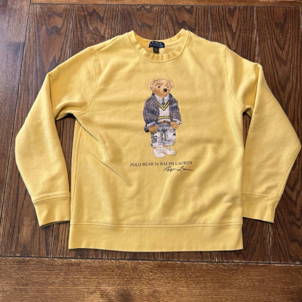 Толстовка молодежная Polo Ralph Lauren большая желтая флисовая поло медведь круглый вырез опрятная - Изображение 2 из 4
