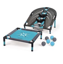 EastPoint Spring Fling Bounce Game - Black/Blue PVC, 6 Balls, 20in Trampoline...