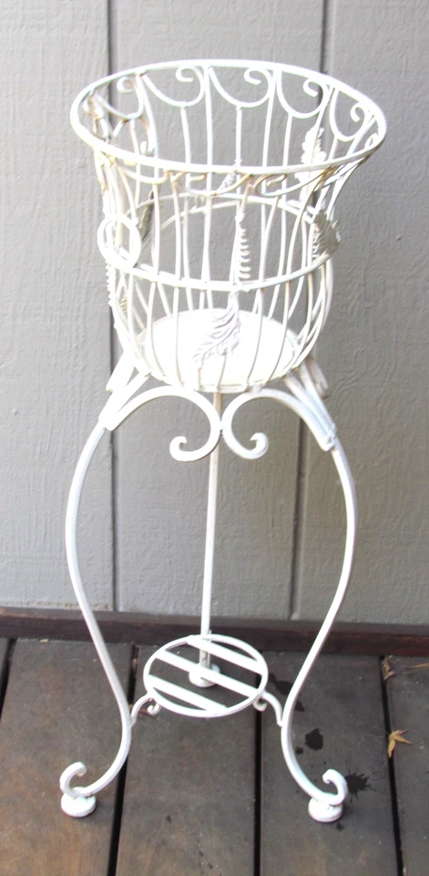 SOPORTE PLANTA HIERRO FORJADO VINTAGE PAÍS FRANCÉS DESPLAZAMIENTO BLANCO 28" Foto 2 de 4