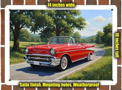 Metal Sign - 1957 Chevrolet Bel Air Oil Painting - 14x10