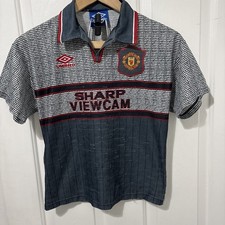 Maglia calcio vintage Manchester United 1995-1996 away taglia LB (B258)
