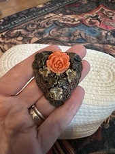 Vintage Carved Rose Celluloid Flower Shoe Clip