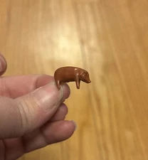 Vintage Miniature Brown Pig Figure Mini Plastic Teeny Tiny Farm Animal Toy