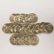 1962-D 50c Franklin Half Dollar Original Gem BU Roll - SKU-Q2103