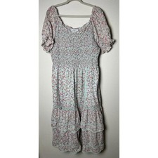 Love Shack Fancy X Target Cosette Smocked Floral Boho Tiered Midi Dress Size 1X