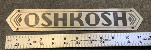 1940s Metal Oshkosh Truck Emblem/Sign Art Deco Detailing Authentic