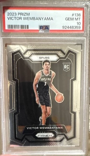 Panini 2023-24 Prizm Victor Wembanyama #136 Rookie Base PSA 10 Spurs