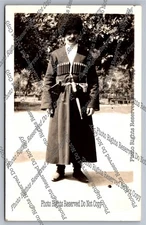 Antique RPPC Russian Cossack dress man Russia costume Real Photo Postcard