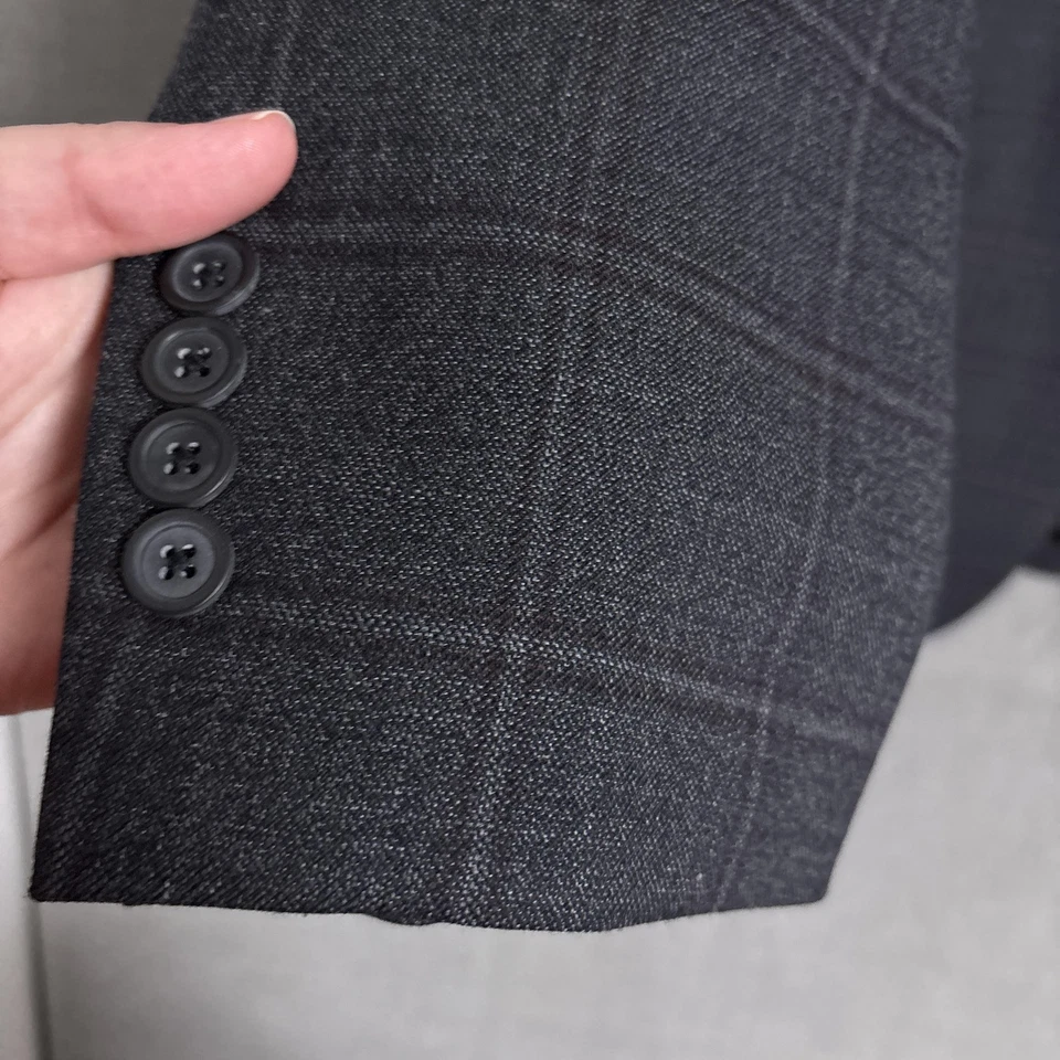 Abrigo Deportivo Pronto Uomo 44L Gris Ventana Lana Blazer Chaqueta Informal Clásico Foto 3 de 4