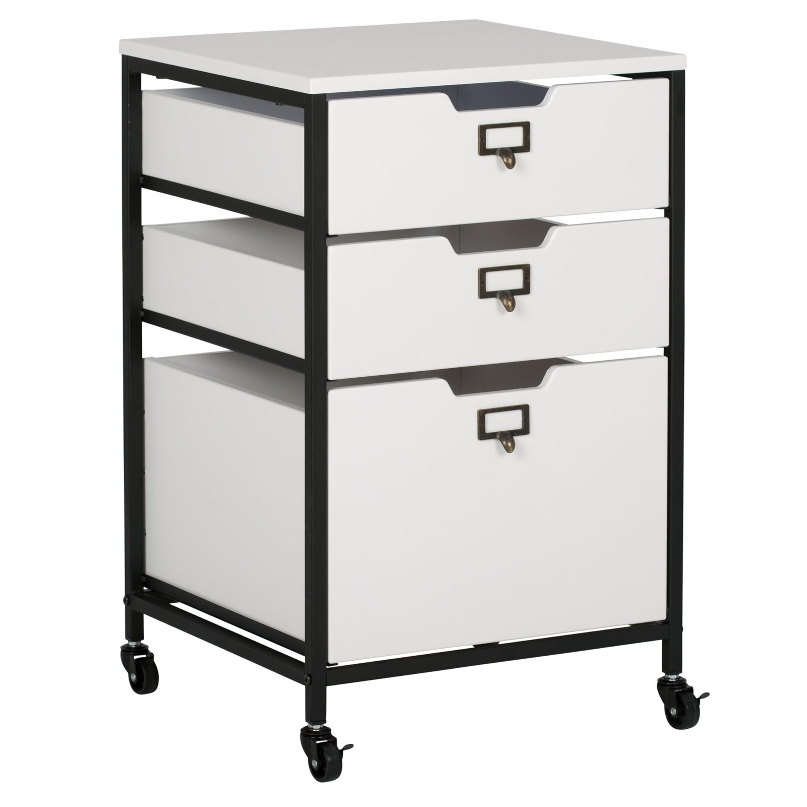 Charcoal White 27 Inch 3-Drawer Rolling Storage Cart for Bathroom Kitchen Organizer