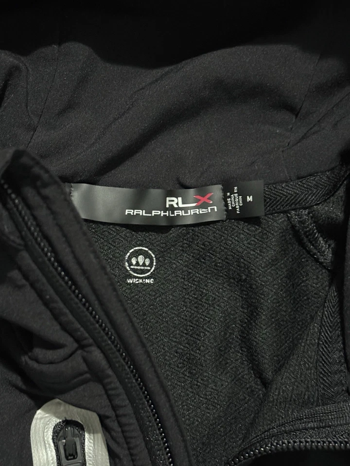 RLX Ralph Lauren Men's Medium Black Solid 1/2 Zip Golf Pullover Hoodie - Image 3 of 4