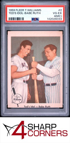 1959 FLEER TED WILLIAMS #2 TED'S IDOL BABE RUTH PSA 4 (MC)