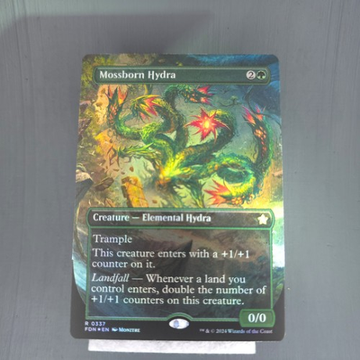 #ad Mossborn Hydra Borderless Foundations Foil MTG Never Played $24.99
