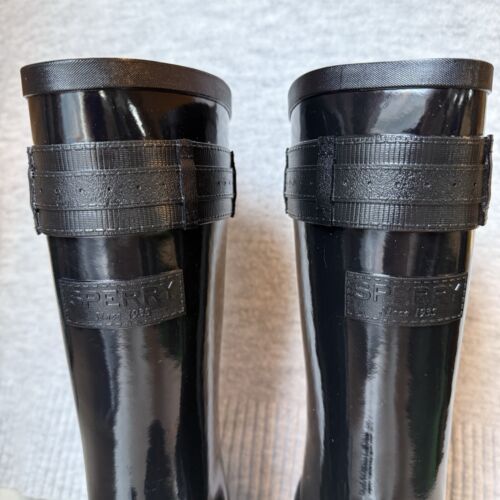 NEW Sperry Waterproof Women’s Size 8.5 Walker Atlantic Calf Black Shiny Boots - Picture 4 of 9