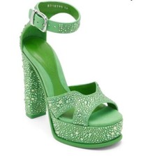 Alexander McQueen Green Crystal Stud Platform Butterfly Sandals NEW Sz 37EU 