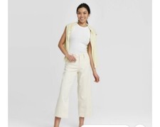 Women's High-Rise Wide Leg Cropped Pants - A New Day Size 14