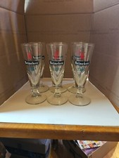 6 Vintage 7 1/2" Heineken Windmill Footed Pilsner Beer Glasses great shape