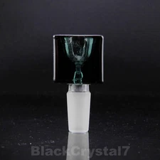 2.25" Handmade Dark Green Geometric Cube Slider 14mm Tobacco Smoking Bowl Pipes