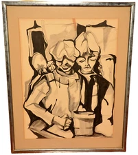 KUBRICK Original Vintage Signed Graffiti Urban Street Artist Watercolor Painting