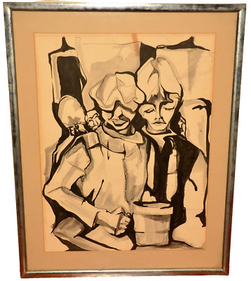 KUBRICK Original Vintage Signed Graffiti Urban Street Artist Watercolor Painting
