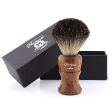 Mens Shaving Brush Pure Black Badger Hair Bristles With Wood Handle Perfect Gift