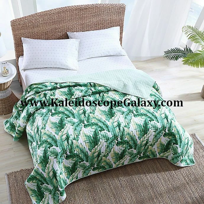 Tropical Palm Trees Leaves FULL/QUEEN QUILT TOMMY BAHAMA  No Shams - Image 2 of 4