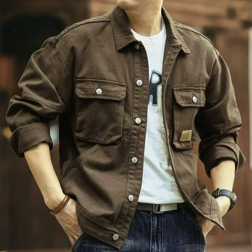 Trendy High-end Denim Jacket Long Sleeve Workwear Thick Winter Jacket - Picture 16 of 28