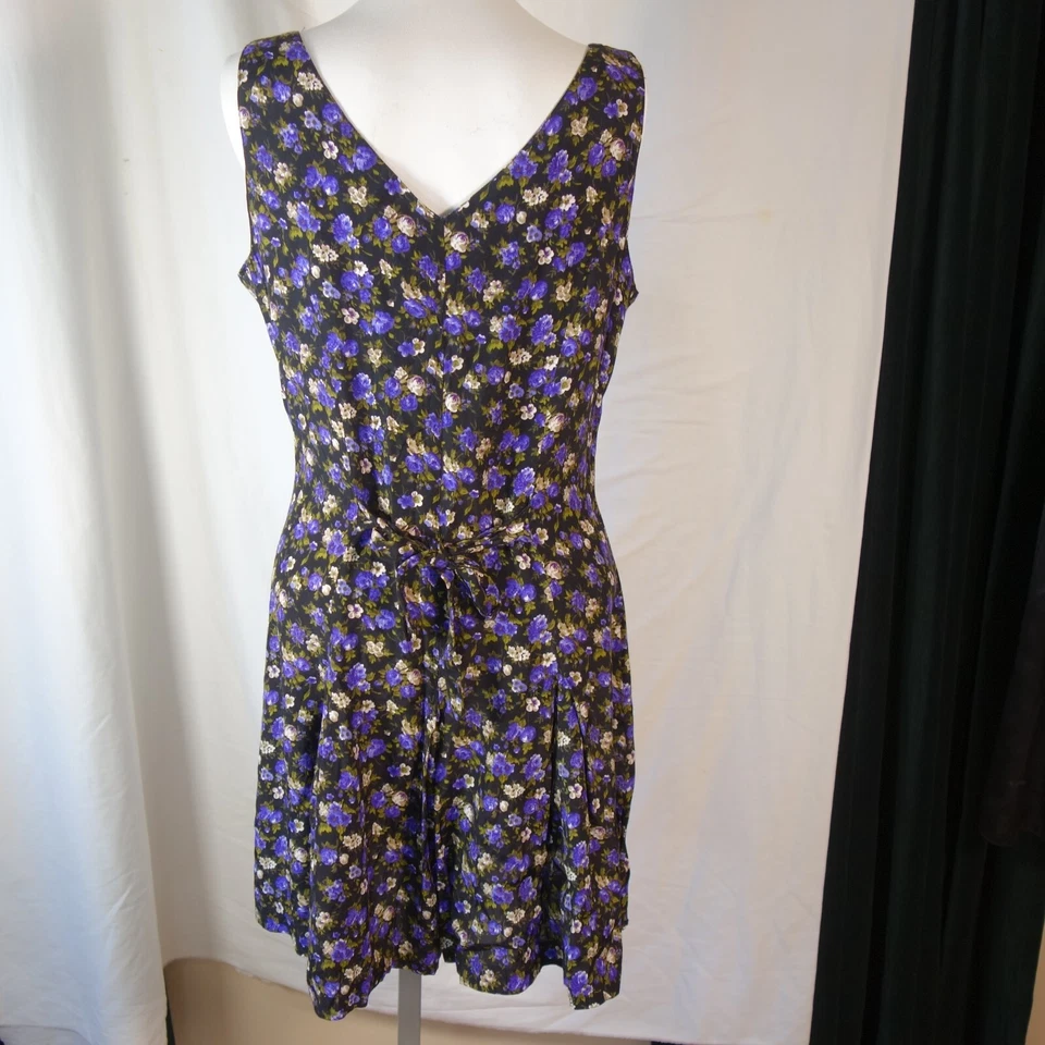 Mameluco Tanque Vintage Años 90 Express Negro Púrpura Crema Floral Abotonable 7/8 Verano Foto 4 de 4