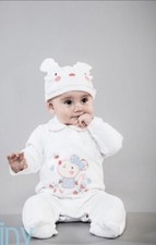 MINOTI/BABALUNO ABITO BAMBINO IN VELLUTO CON CAPPELLO ABBINATO *TAGLIE DA 0-3m A 9-12mths*