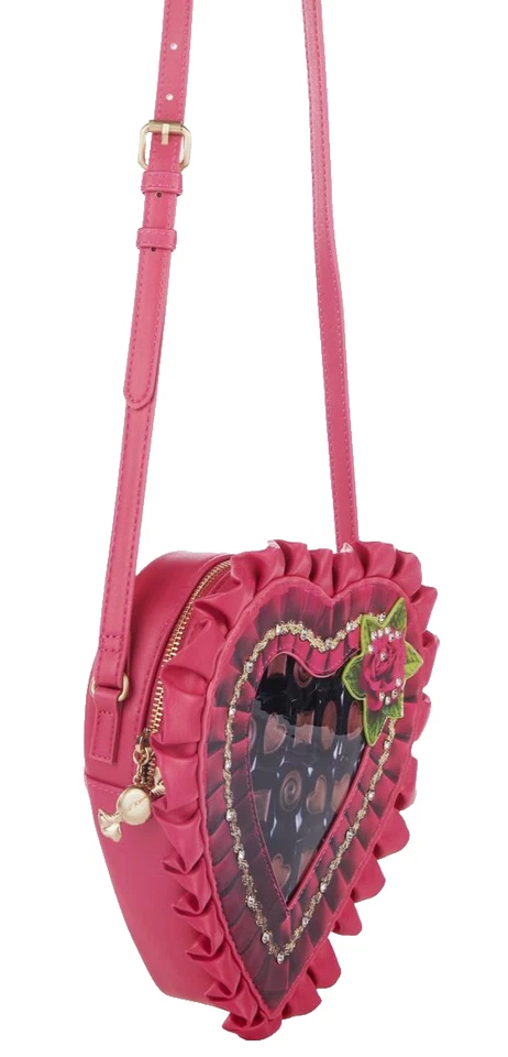 Bolso Bandolera Betsey Johnson Rosa Corazón Caja de Chocolate Día de San Valentín Foto 3 de 4