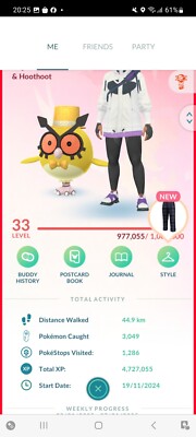 Pokemon Go ( Stage 33 ) Shiny Hoothoot Newyear Hat ( 45 Shinys )