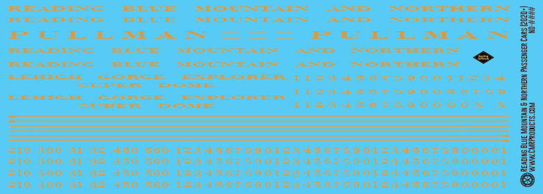 N Scale - Reading Northerns Passenger Cars 2020+ Scheme Decals