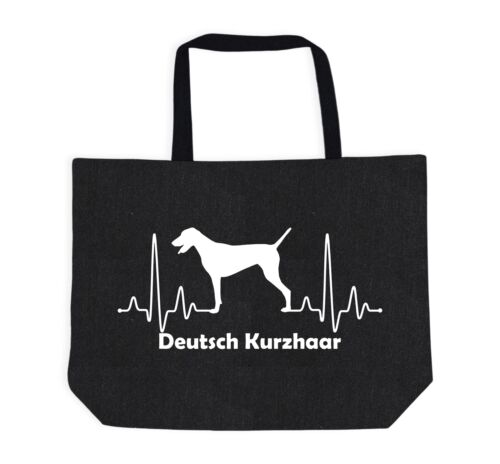 Einkaufstasche Baumwolltasche Shopper schwarz: Herzschlag Hund Deutsch Kurzhaar - Bild 1 von 1