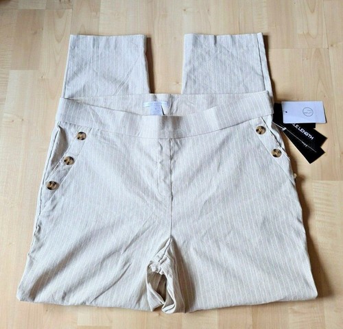 Linda Matthews Ankle Length Pants Womens Size XL Striped Linen Blend Pull On NWT - Picture 4 of 8